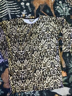 Zara Leopard Print Tunic Top in Black and Brown